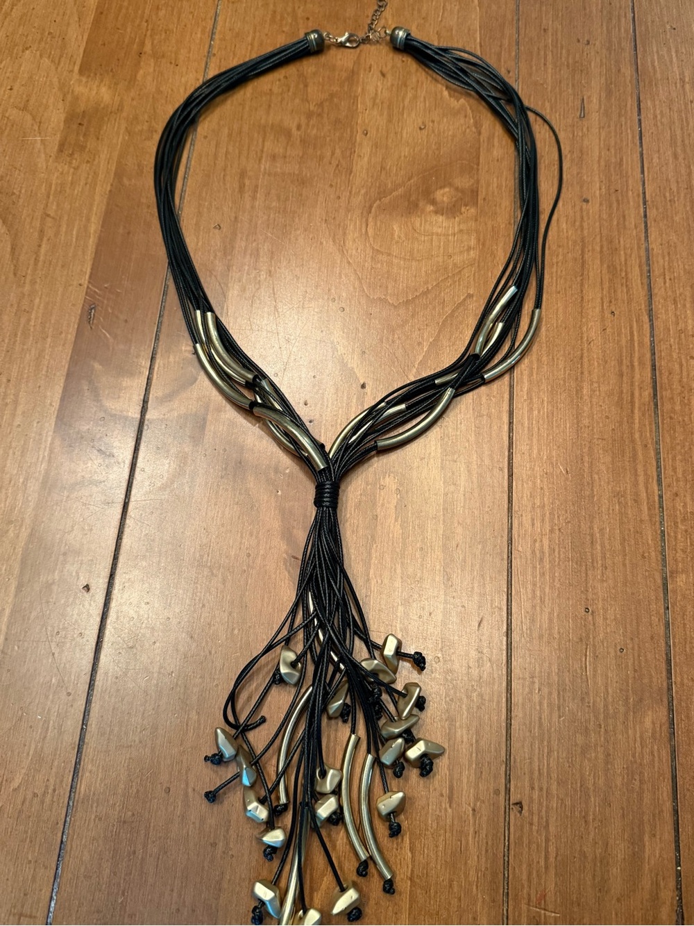 Black and Gold Statement Tassel Necklace - Women Jewelry